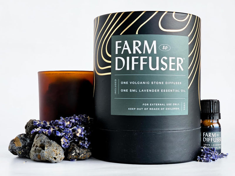 Volcanic Stone Diffuser with Lavender Essential Oil âÃÂàLava Rock Diffuser for Essential Oils | Cordless Passive Diffuser for Desk,