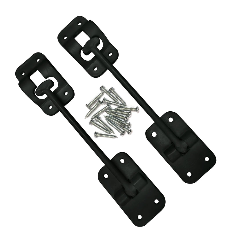 Camp'N 6" RV Door Holder and Latch - Camper & Trailer Door Catch - T Style OEM - Black 2 Pack with Hardware 6 Inch Black