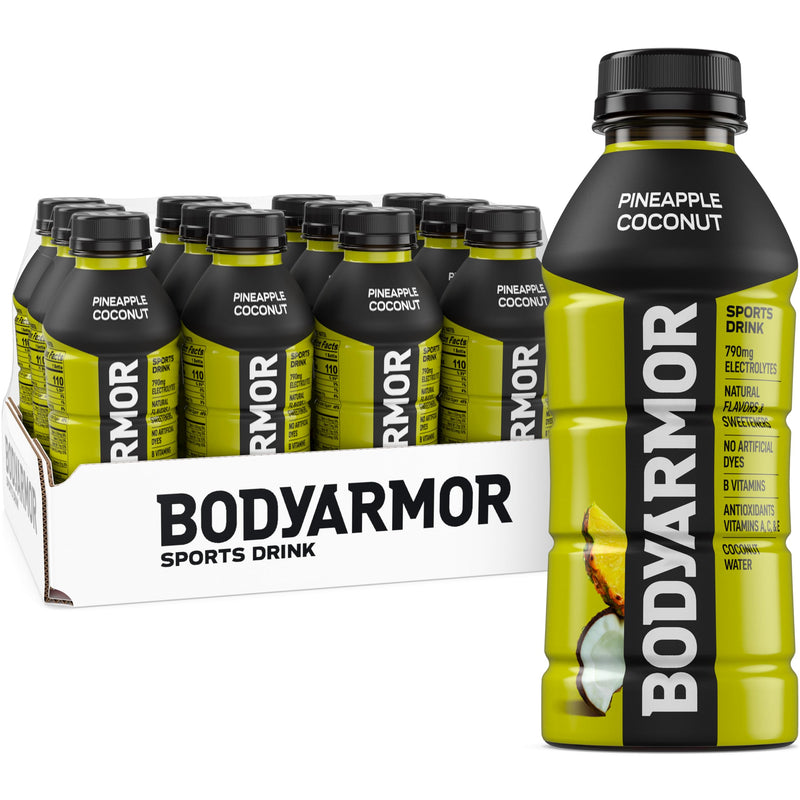 BODYARMOR Sports Drink, Pineapple Coconut, Electrolyte Drink Hydration, 16 Fl Oz Bottles (12 Pack), Flavored Coconut Water with B Vitamins &