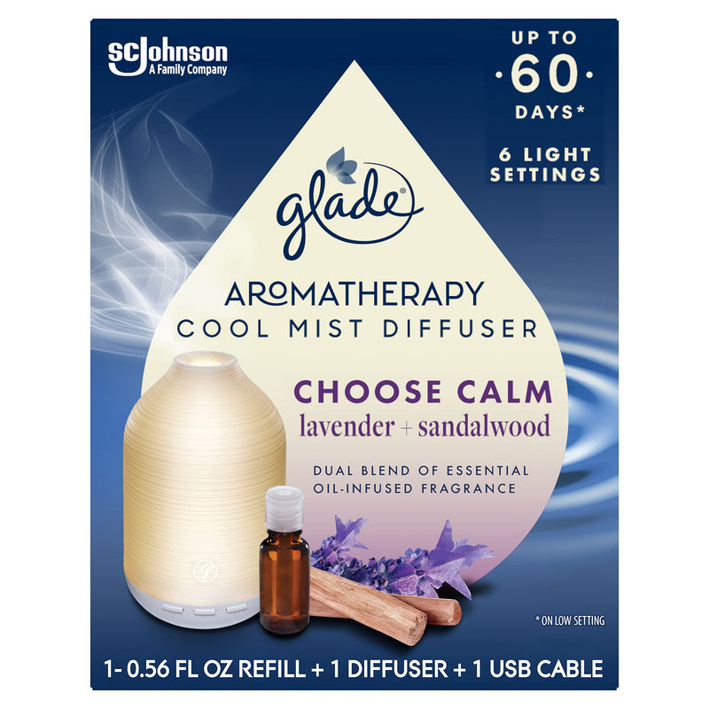 Glade Aromatherapy Diffuser & Essential Oil, Air Freshener for Home, Choose Calm Scent with Notes of Lavender & Sandalwood, 0.56 Fl Oz Choose Calm