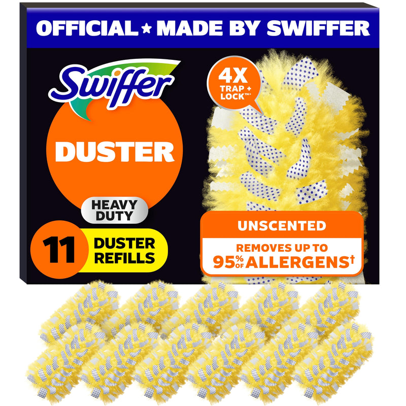 Swiffer Dusters Heavy Duty Multi-Surface Duster Refills for Cleaning, Unscented, 11 Count 1 Pack (11 Count) Ceiling Fan Duster