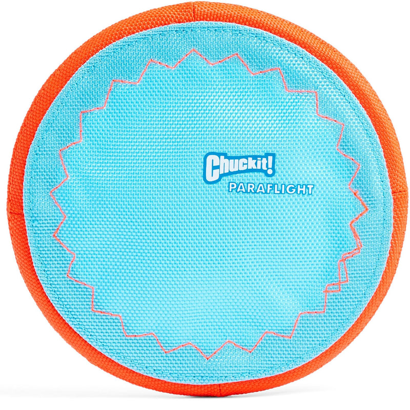 Chuckit! Paraflight Flying Disc Dog Toy, Water Floating, Small 6.75 Inch | Soft rubber edges, durable nylon build, easy to grip and throw, suited