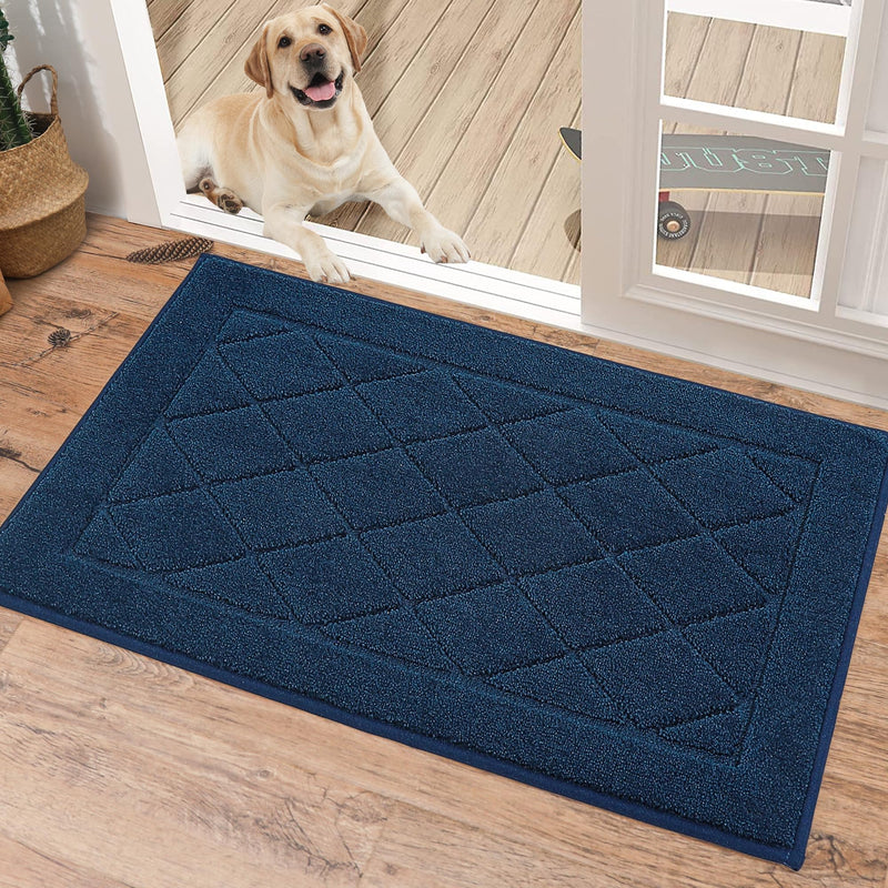 BEQHAUSE Dirt Trapper Door Mat 20" x 32", Doormat Non-Slip, Navy Blue | Entryway Rugs Washable, Dog Door Mat Stain Resistant and Absorbent Welcome