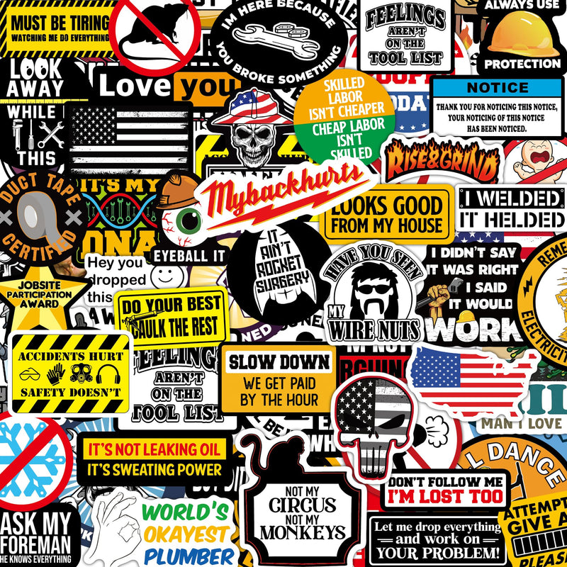 150 PCS Funny Hard Hat Stickers for Adults Dark Humor, Hilarious Decals for Tool Box, Helmet, Blue Collar Prank Meme Vinyl Waterproof Gift for
