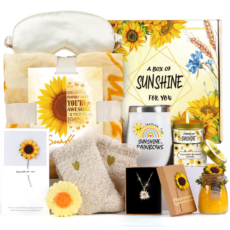 Sunflower Gifts for Women Sending Sunshine Gift-Birthday Valentines Day Gifts for Women Unique-Thank-Self Care Package-Get Well Gift-Inspirational