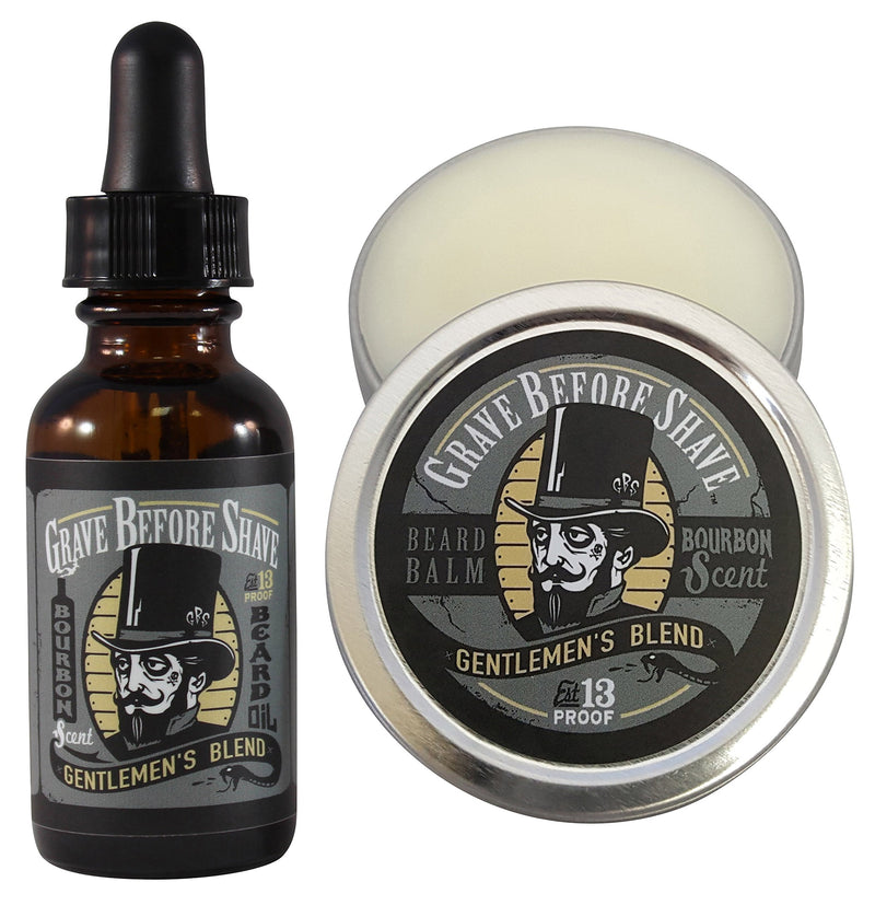Grave Before Shave Gentlemen's Blend Beard Pack with Beard Balm and Beard Oil (Bourbon/Sandalwood Scent) 1.5 Ounce (Pack of 2)