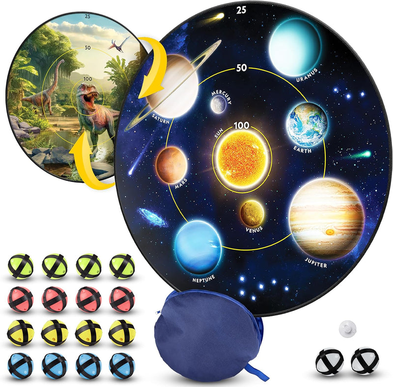 National Geographic Kids Glow in the Dark Dart Board for Kids - Dart Ball Game Set with 28" Reversible, Glowing Dartboard and Sticky Balls, Indoor