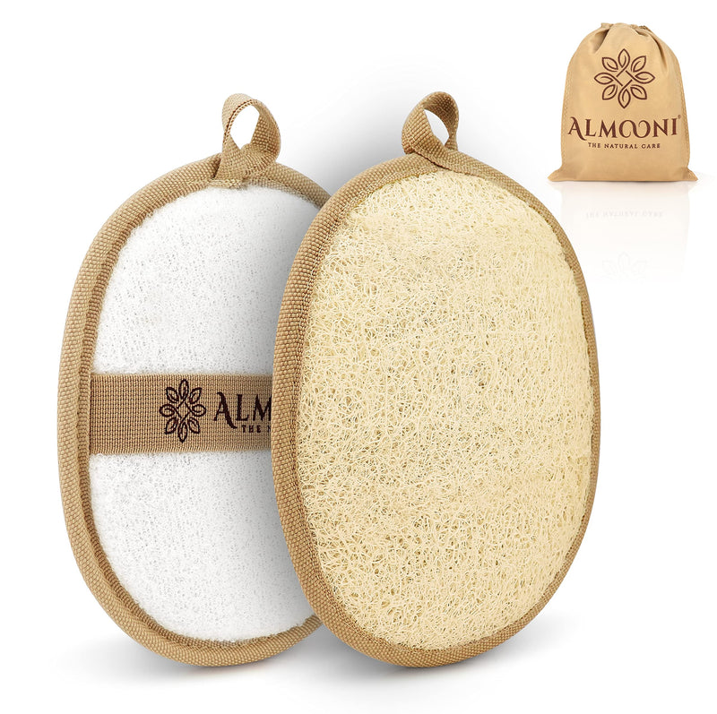 Almooni Natural Loofah Exfoliating Body Scrubber, Made with Natural Egyptian Shower Loofah Sponge, Bath Shower Loofah Sponge for Women and Men,