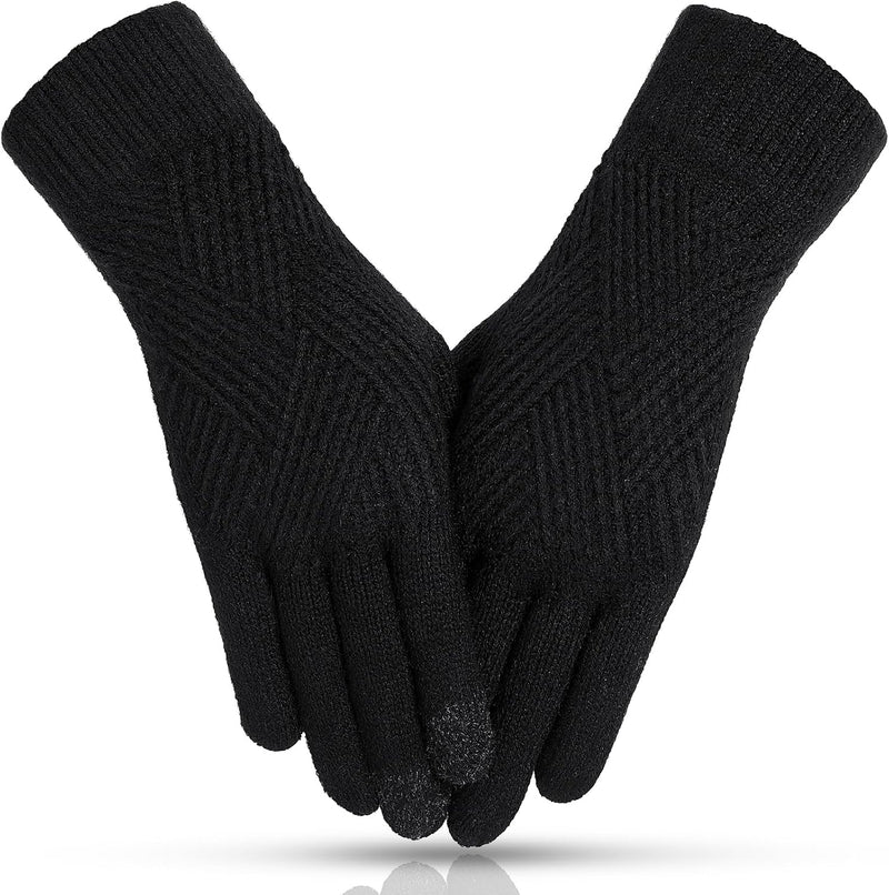 Tavaleu Women'S Winter Gloves - Warm Touch Screen Fleece Lined, Elastic Cuff Knit Gloves for Cold Weather