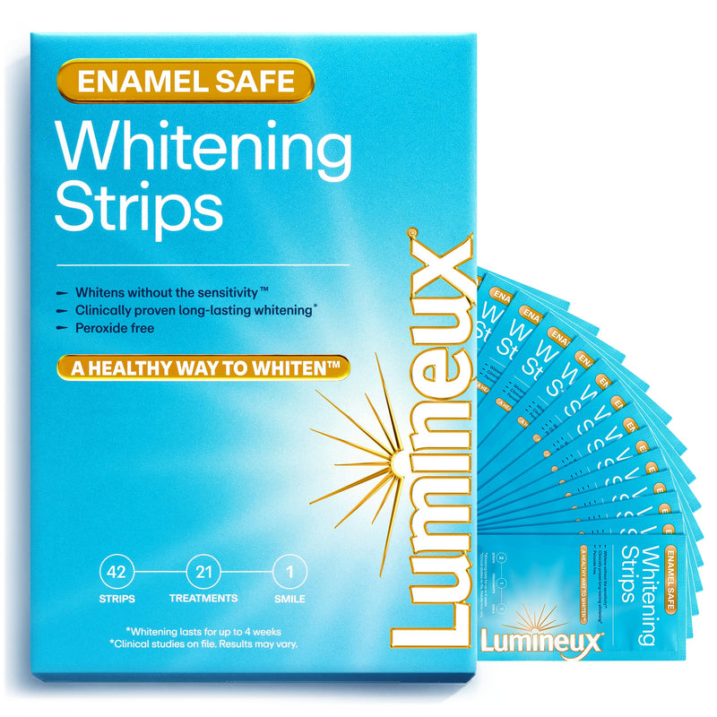 Lumineux Teeth Whitening Strips, Peroxide Free, 21 Treatments (3 Months) | Peroxide free, enamel safe, dentist formulated, clinically tested &