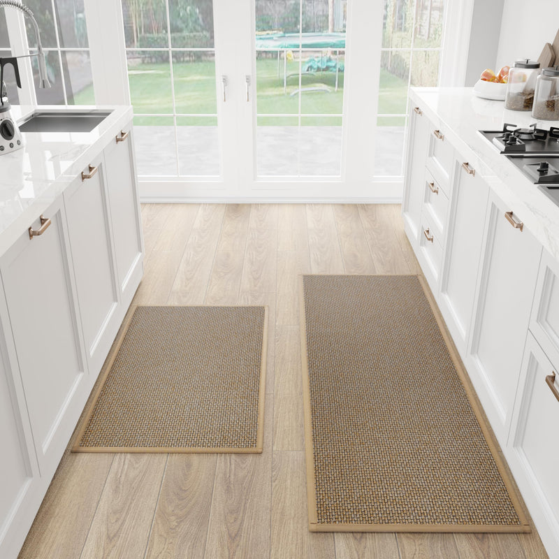 SUMLANS Kitchen Mat Set of 2 PCS, Cushioned Non Slip Rugs for Kitchen Floor, Absorbent Runner Comfort Standing Mats Washable for Kitchen, Office,