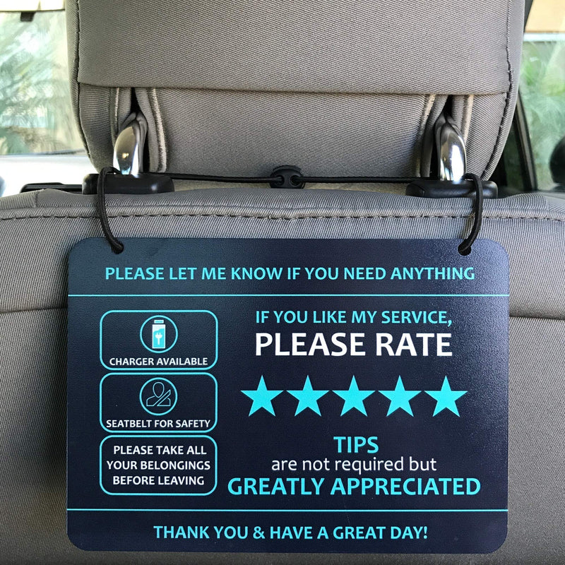 Compatible with Lyft Uber (2-Pack) Tips Rating Appreciated Rideshare Accessories â 7â X 5â â Interior Acrylic Headrest Sign -