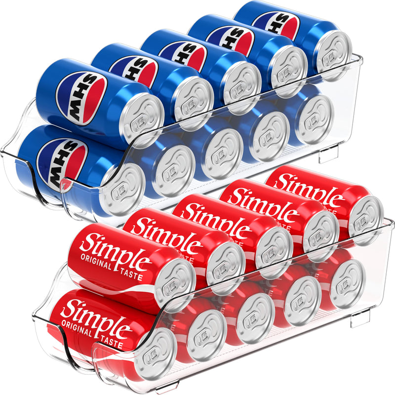 Simple Houseware Soda Can Organizer for Pantry / Refrigerator, Clear, Set of 2