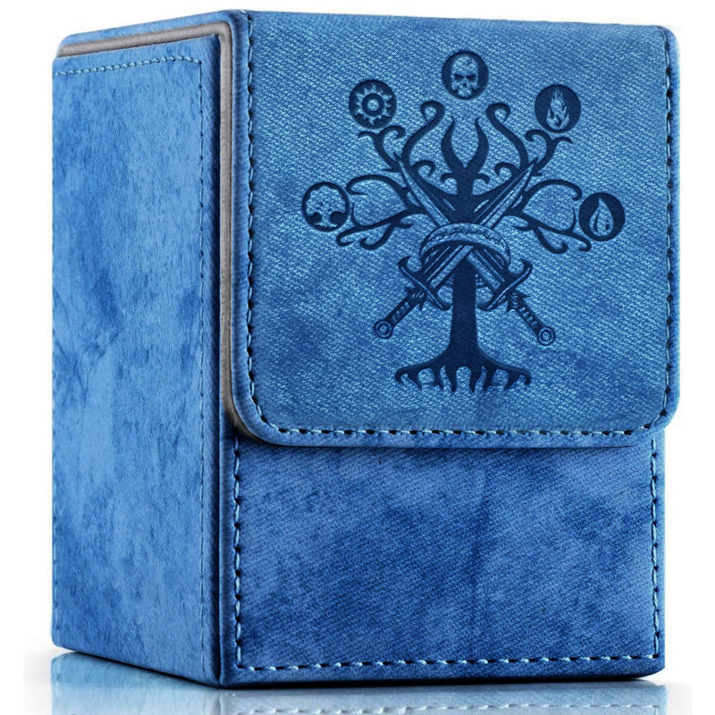 MTG Commander Deck Box with 2 Dividers, Fits 100+ Single Sleeved Cards, Strong Magnet Magic Gathering Deck Box, PU Leather Trading Card Storage