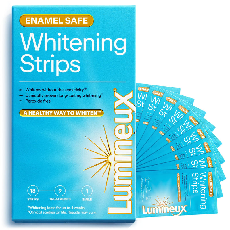 Lumineux Teeth Whitening Strips, Peroxide Free, 9 Treatments (1 Month) | Peroxide free, enamel safe, dentist formulated, clinically tested &