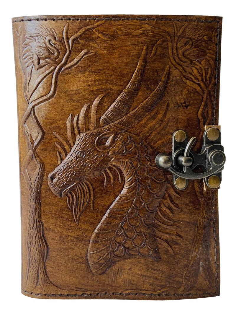 Embossed Leather Bound Journal Dragon Game of Thrones Diary with Clasp Lock Vintage Perfect Notebook Blank Book of Shadows Unlined Paper
