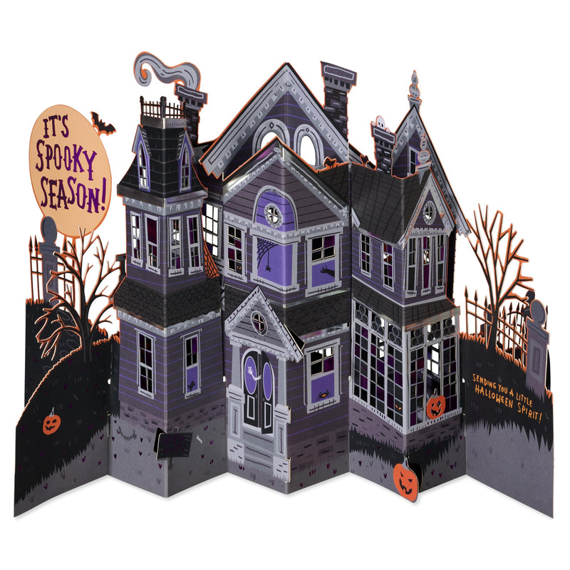 American Greetings Pop Up Halloween Card for Kids or Adults, Displayable 3D Haunted House Halloween Pop Up Card for Boo Baskets (Spooky Season)