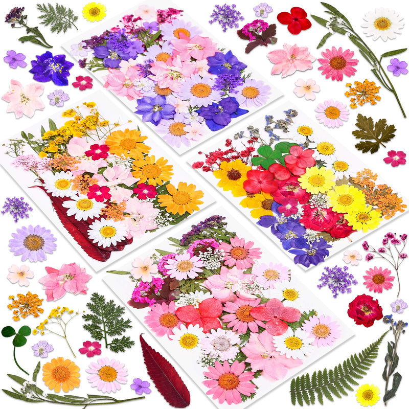 140 Pcs Dried Pressed Flowers for Resin, Real Pressed Flowers Dry Leaves Bulk Natural Herbs Kit for Scrapbooking DIY Art Crafts, Epoxy Resin
