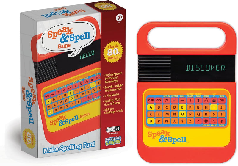 Playmonster Speak & Spell Electronic Game - Educational Learning Toy, Spelling Games, 80S Retro Handheld Arcade, Autism Toys, Activity for Boys,