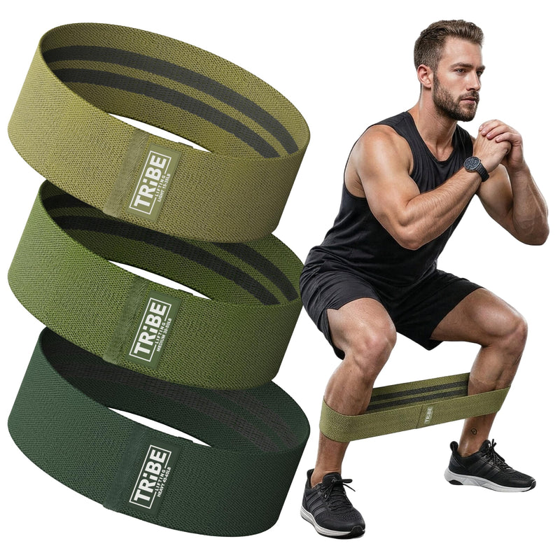 Tribe Lifting Resistance Bands for Working Out - 3 Pack Fabric Workout Bands for Women and Men - Booty Bands for Legs and Glute - Non Slip