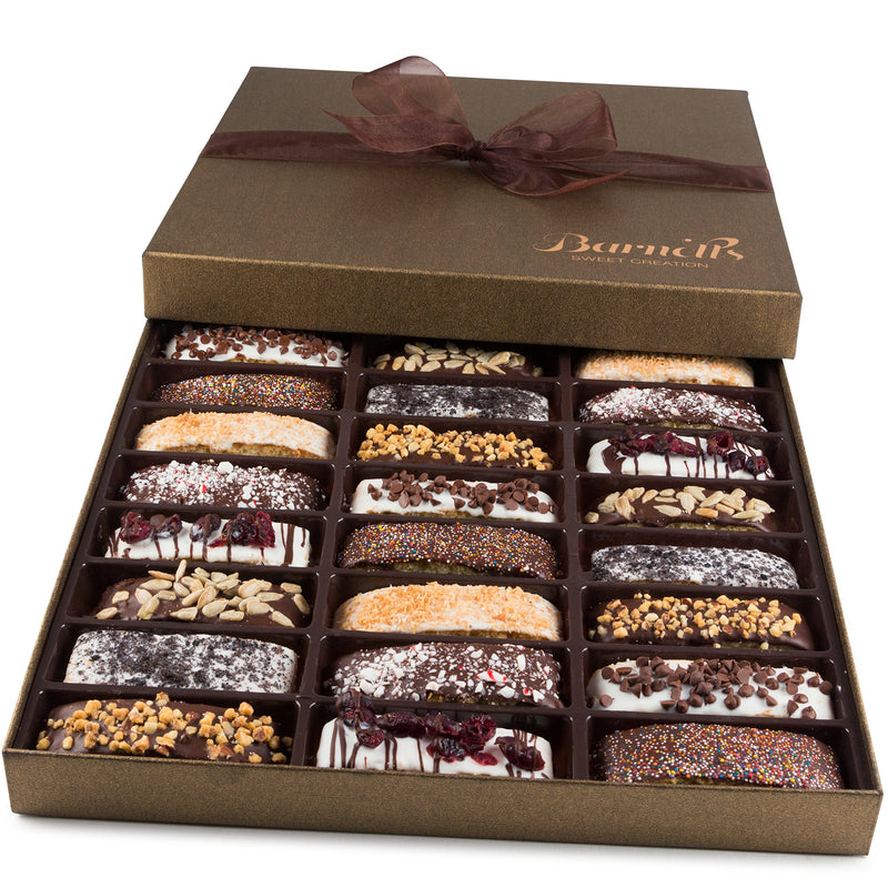 Barnetts Chocolate 24 Biscotti Gift Baskets, Gourmet Cookie Gifts Box for Him and Her Food Baskets Delivery, Candy Basket Ideas for Men, Dad,