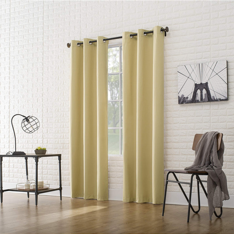 Sun Zero Cooper Thermal Insulated Energy Efficient Grommet Curtain Panel, 40" x 63", Flax Flax Gold 40"W x 63"L (Pack of 1)