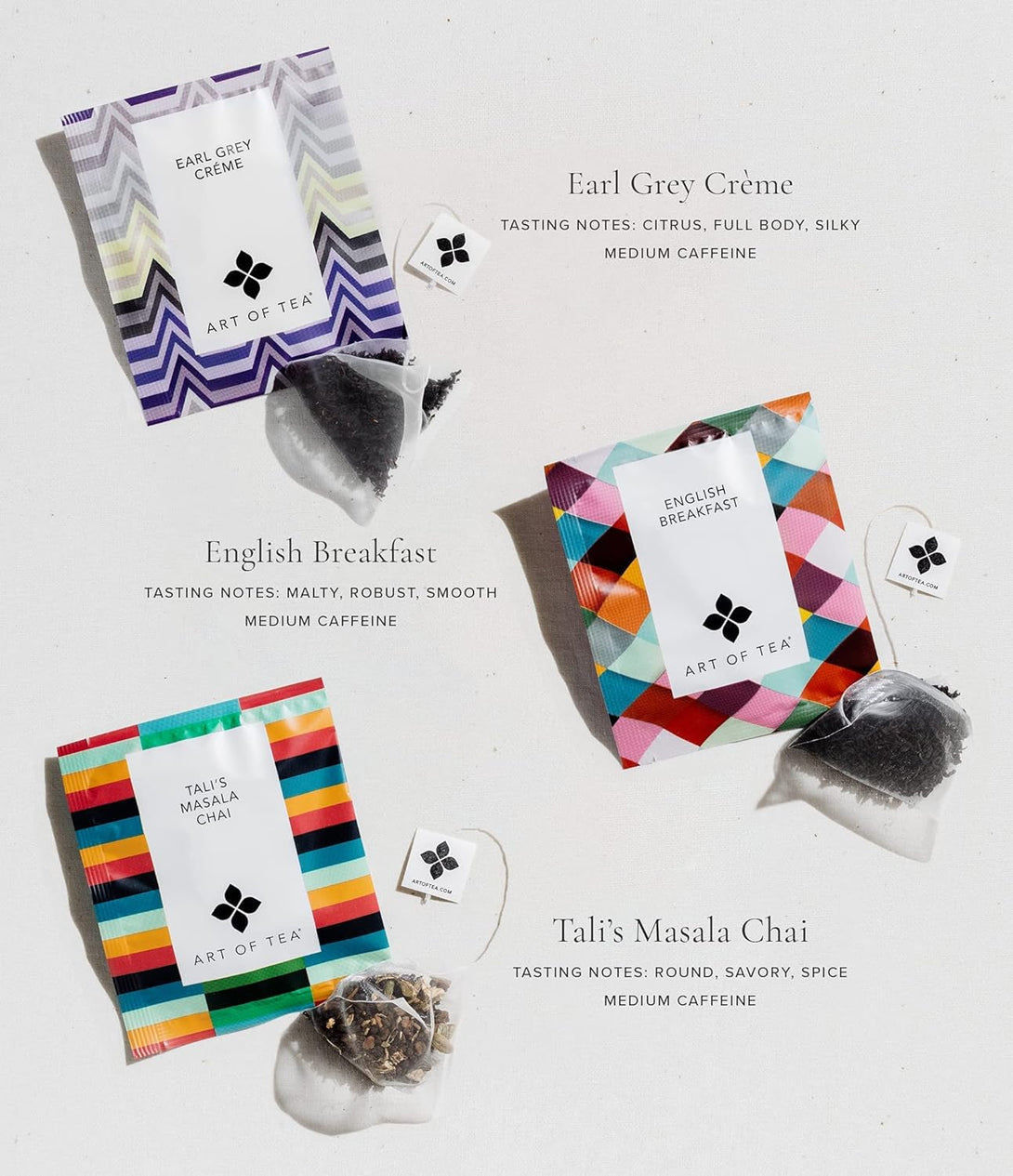 Art of Tea | Assorted Tea Bags Sampler Caffeinated and Non-Caffeinated| 12 Count Sampler Box
