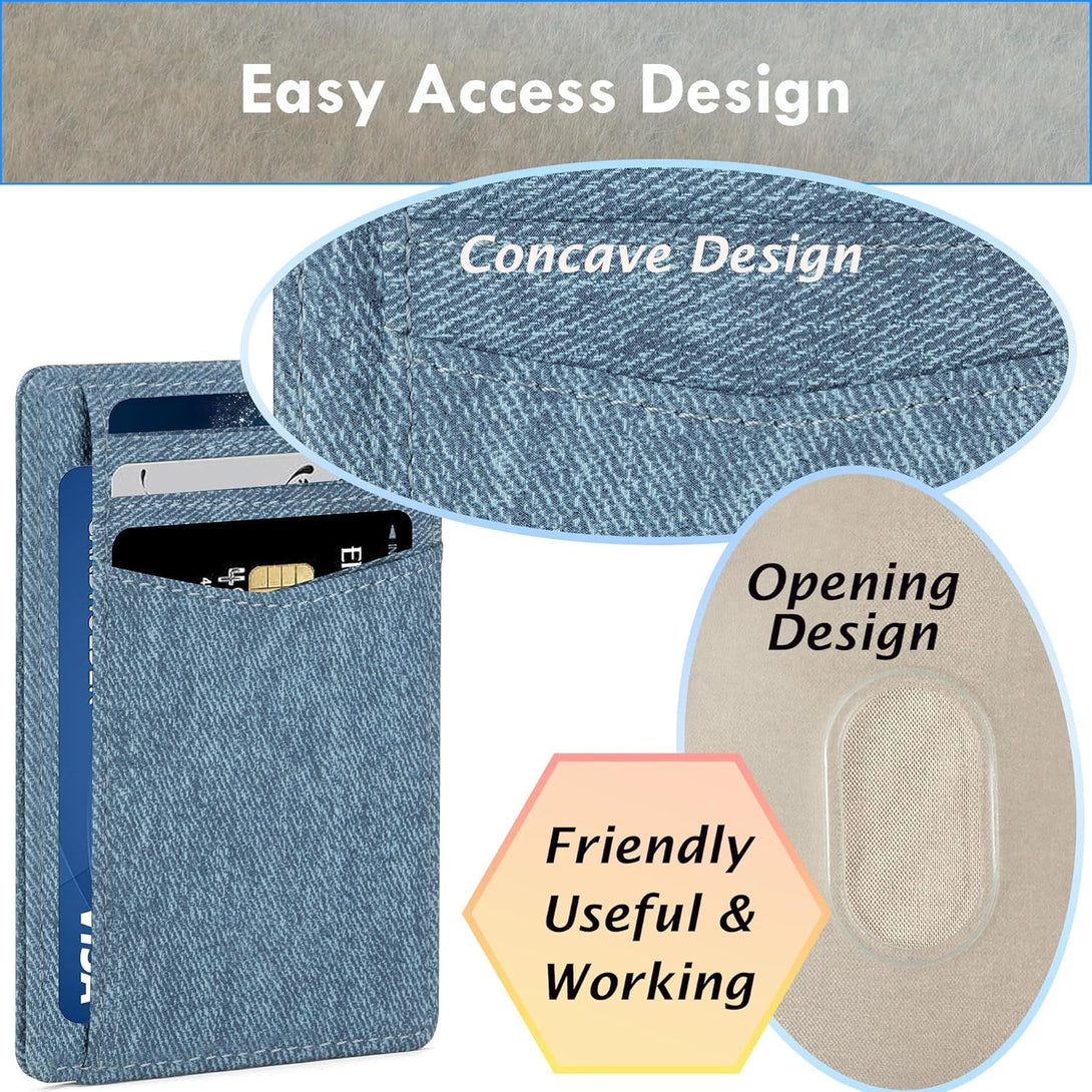 Slim Wallet Minimalist Front Pocket RFID Blocking Men and Women Leather Wallets