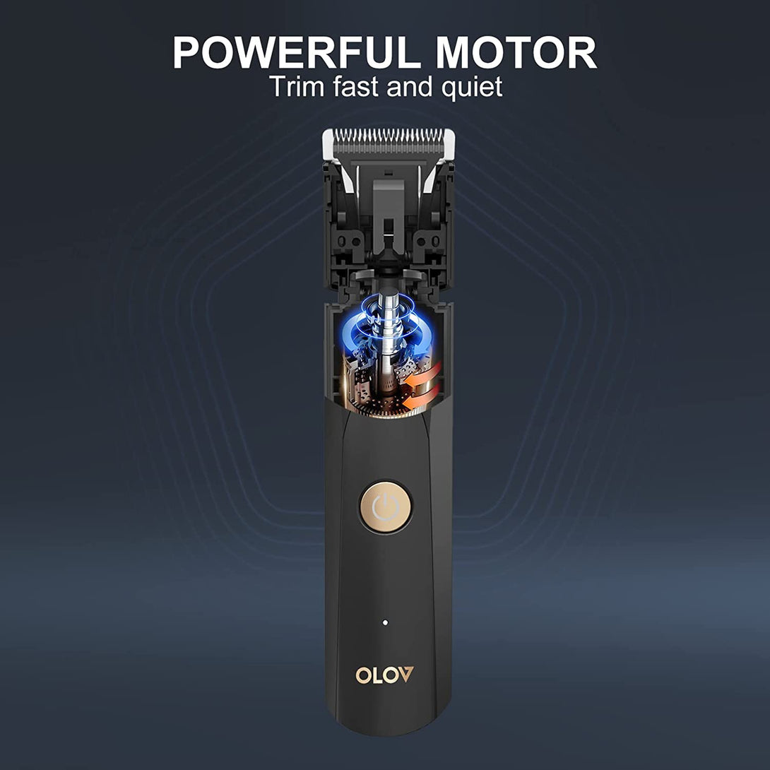 OLOV Electric Body Hair Trimmer - Groin Trimmer for Men - Bikini Trimmer Women - Wet/Dry Shaver Groomer, Replaceable Ceramic Blade Heads, USB Recharge Dock, Waterproof Hygiene Razor,Black