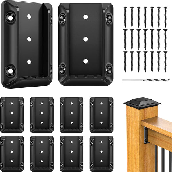 Steel DN Mate 20 PCS Deck Railing Bracket Connectors for 2X4 (Actual 1.5”X3.5”) Wood Post to Handrail Connection, Sturdy Nylon Stair Fence Railing Connectors with Coated Wood Screws,Drill Bit