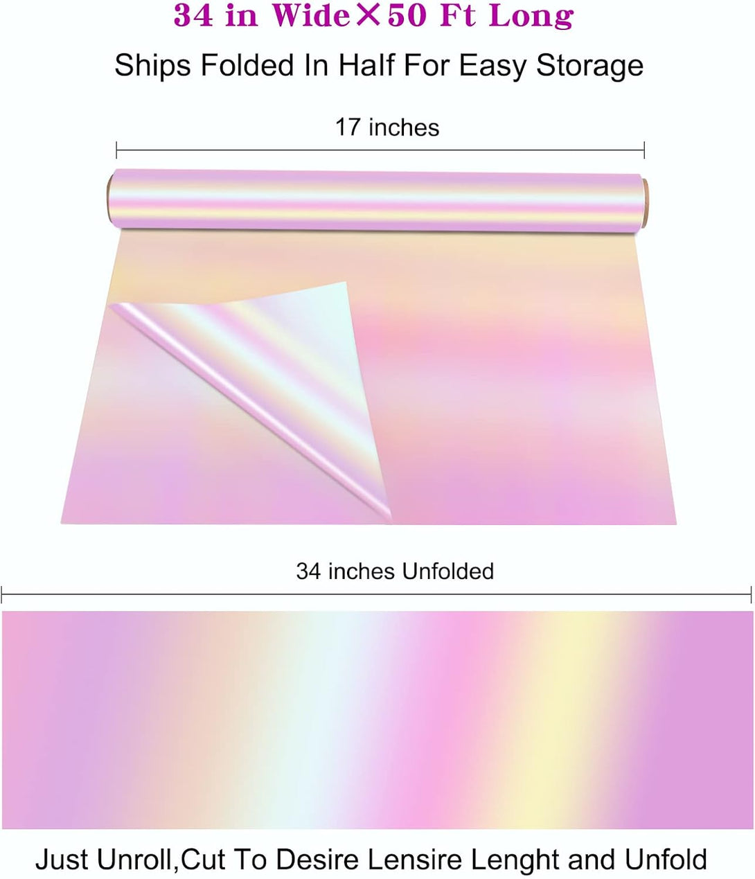 POPGIFTU Cellophane Wrap Paper Rainbow Color | Unfolded 86CM Wide X 15M Long | Iridescent Film Cellophane Gift Wrap | Florist Flower DIY Wrap Wedding Birthday Present Gift Package Wrapping