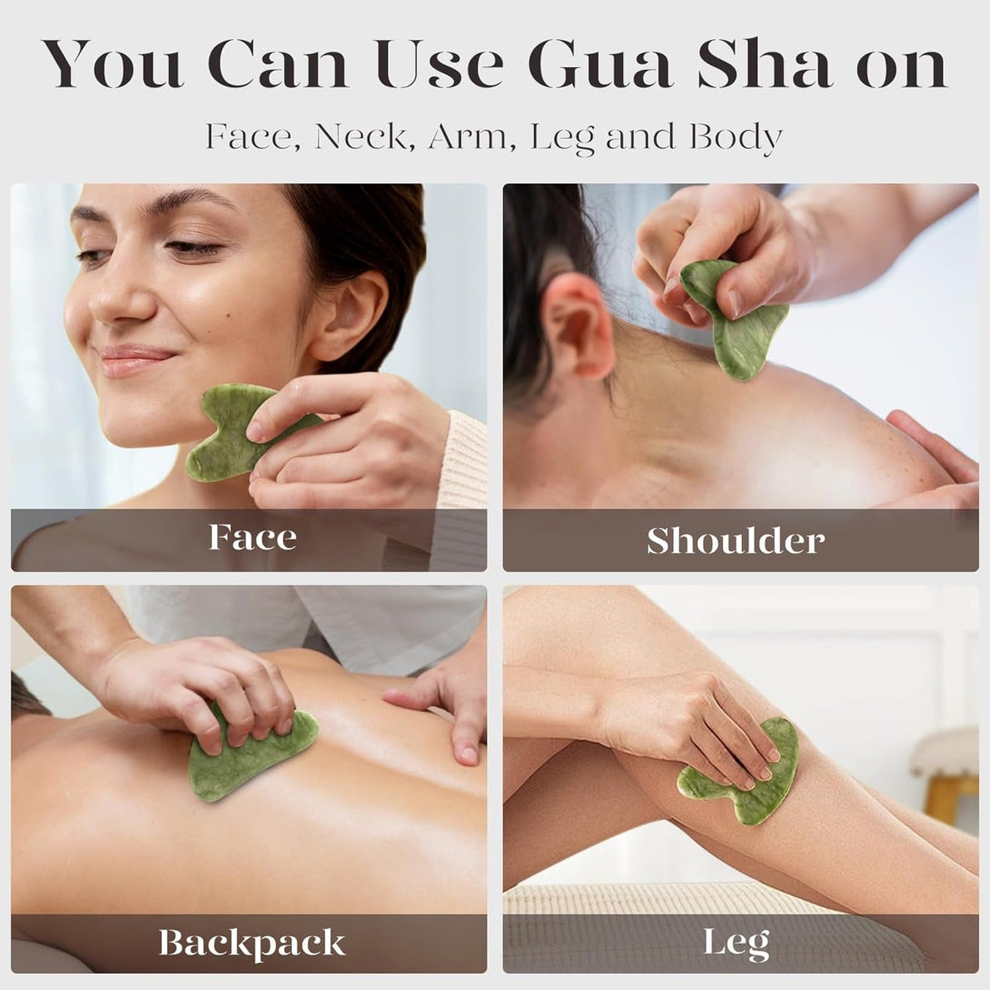 BAIMEI Gua Sha Facial Tools Face Massager for Skin Care, Relaxation and Reduce Wrinkles Puffiness Skin Care Tools, Self Care Gift for Men Women - Xiuyan Jade