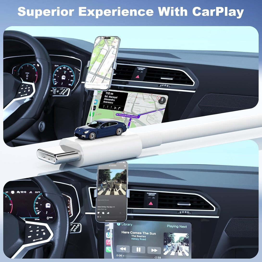 Car Carplay Cable for Iphone 15/16 Pro Max/Plus Cable,2Pack USB a to USB C for Iphone USB C Cord,Ipad USB C Cable Ipad Pro/Ipad Air Android Charger Cord Car Charging Cable Replacement 3Ft,White