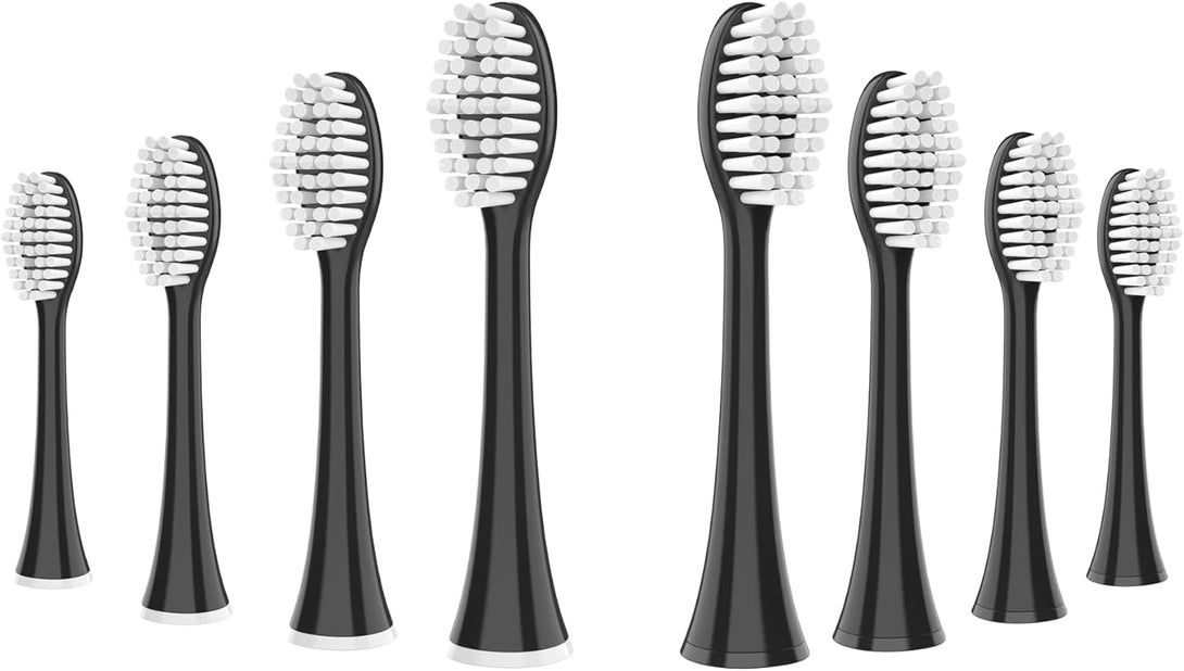 Pursonic Standard Replacement Brush Heads for Dazzlepro Elements Toothbrush & Aquasonic Black, Aquasonic Vibe, Aquasonic Duo Pro, Aquasonic Black Series Pro (8 Pack) Black