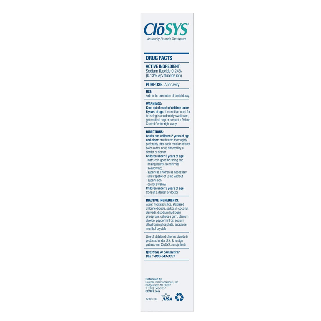 Closys Fluoride Toothpaste, 7 Ounce, Gentle Mint, Whitening, Enamel Protection, Sulfate Free