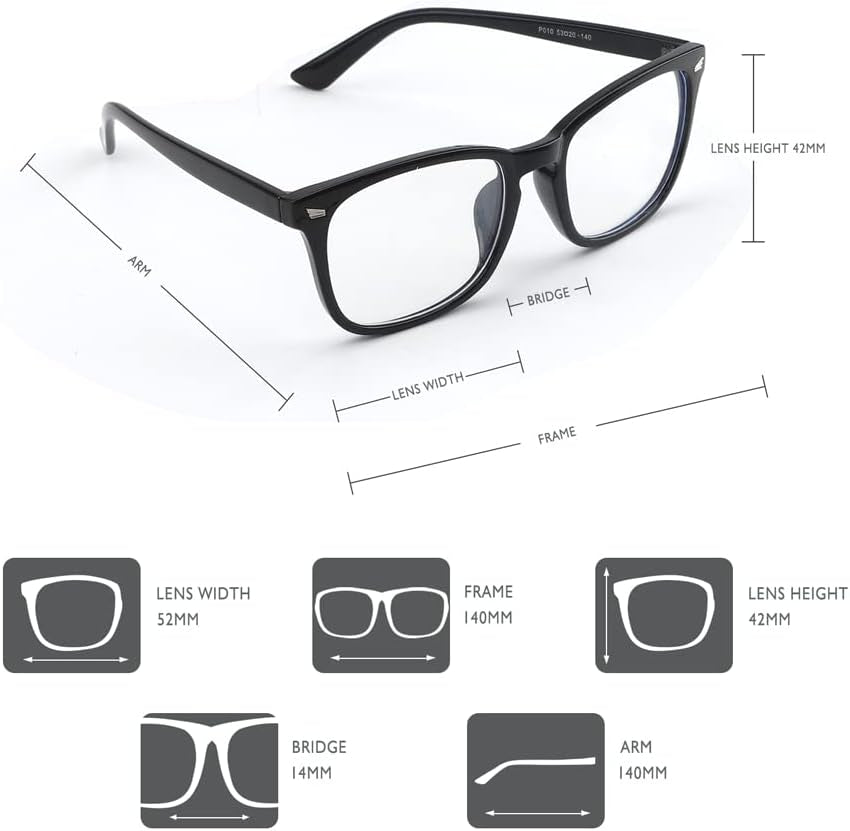 AFNWQI Fashion Square Blue Light Blocking Glasses - Clear Computer & Gaming Glasses for Women and Men