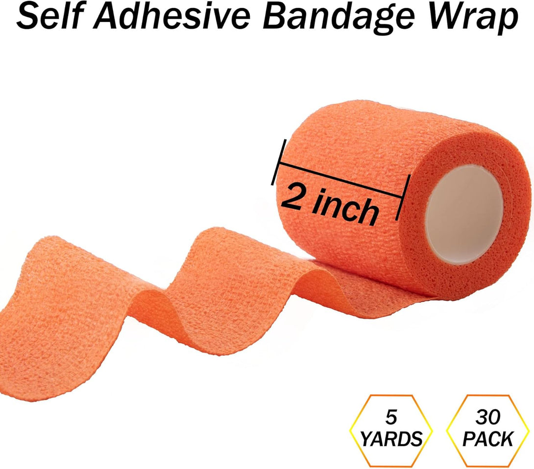 BQTQ 30 Rolls Self Adherent Wrap 2 Inch Bandage Adhesive Wrap Breathable Athletic Tape Stretch Wrap Roll Sports Wrap Tape Self Adhesive Bandage Wrap for Wrist Ankle Swelling Sprains(30 Colors)