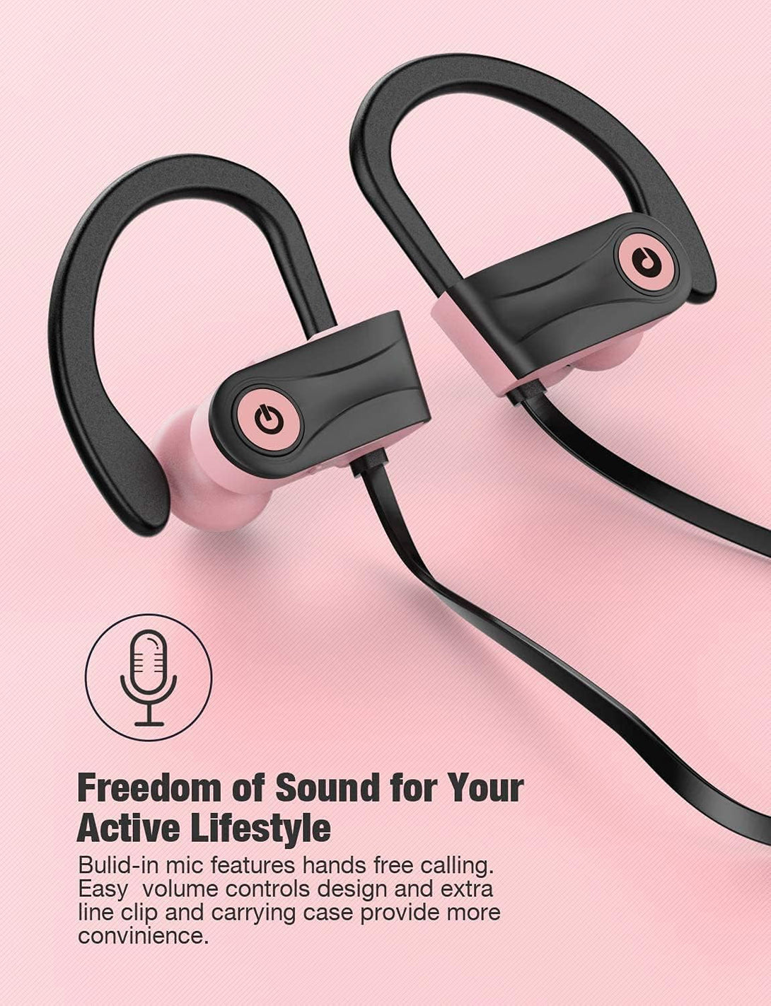 Otium Bluetooth Headphones Wireless Earbuds Headsets Wireless Earbuds Bluetooth Earphones IPX7 Waterproof 15 Hours Playtime Running Sports Workout