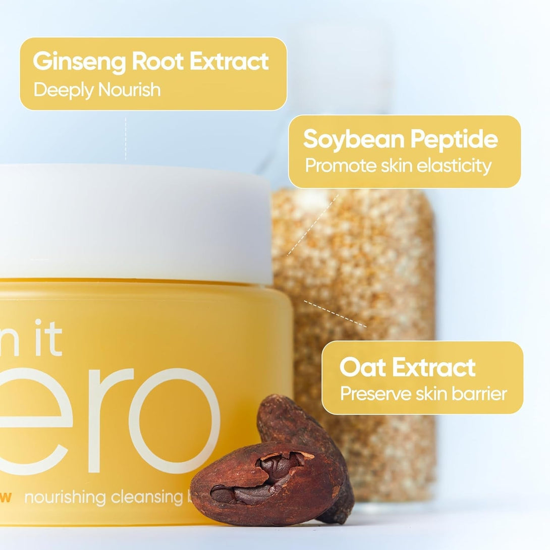 BANILA CO Clean It Zero Nourishing Cleansing Balm | Korean Makeup Remover for Dry Skin | Vegan | Cleansing Oil, Facial Cleanser Made with Ginseng Root & Soybean Peptide (100Ml / 3.38 Fl. Oz)