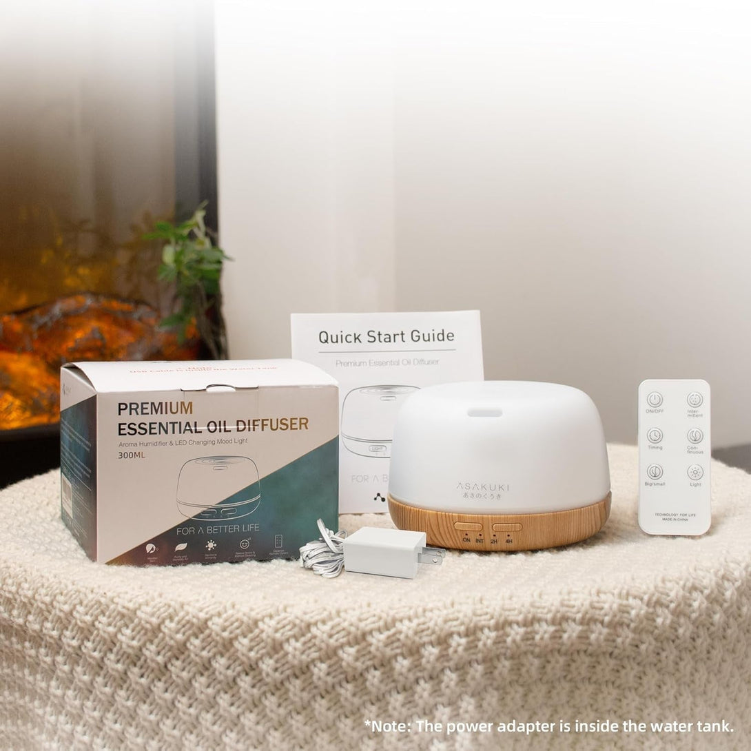 ASAKUKI Essential Oil Diffuser, Ultrasonic Aromatherapy Oil Humidifier with 7 Colors Lights 2 Mist Mode for Home