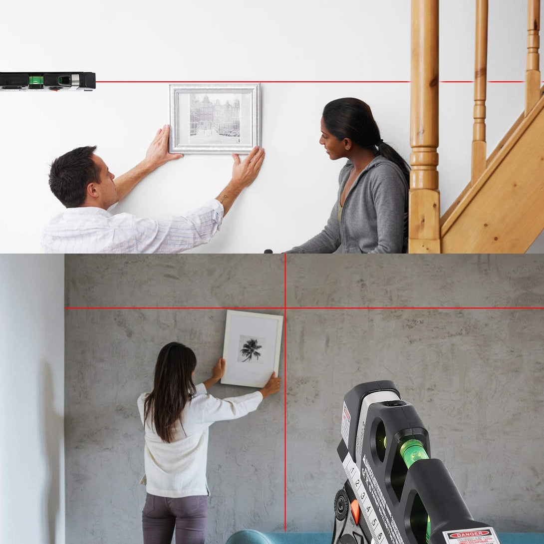 Laser Level Line Tool, Multipurpose Laser Level Kit Standard Cross Line Laser Leveler Beam Tool with Metric Rulers 8Ft/2.5M for Picture Hanging Cabinets Tile Walls by Aiktryee.