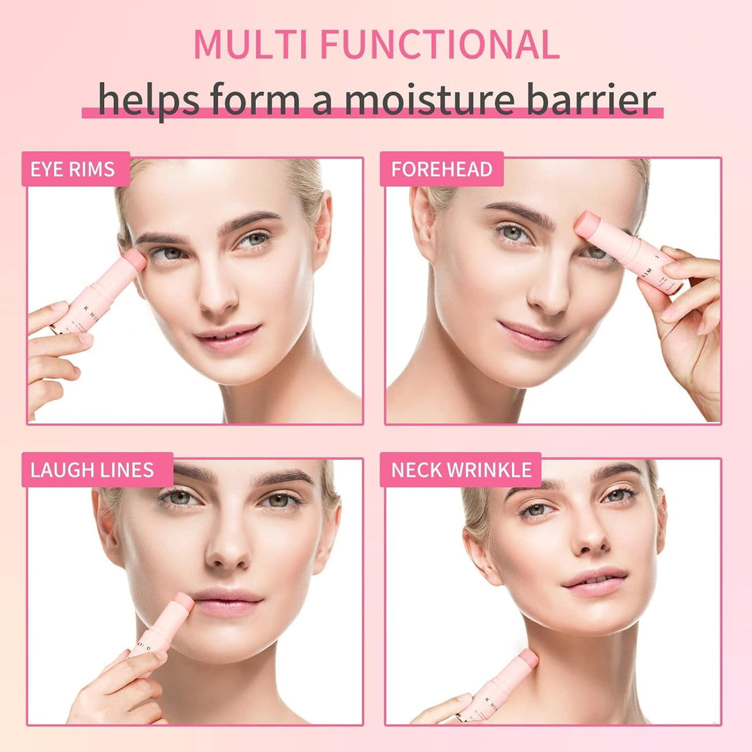 KIMUSE Hydrating Multi Balm Stick, All-In-One Hydrating Lip Balm Eye Cream Neck Cream Make up Base, Reduce Wrinkle & Moisturizing Moisturizer for Face Skin Care
