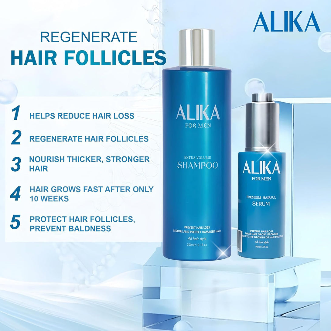 ALIKA Combo Shampoo and Serum Set Hair Growth for Men, Grow Gorgeous Hair Growth, Hair Loss Treatments, Suitable for Dry, Oily, Normal Scalp