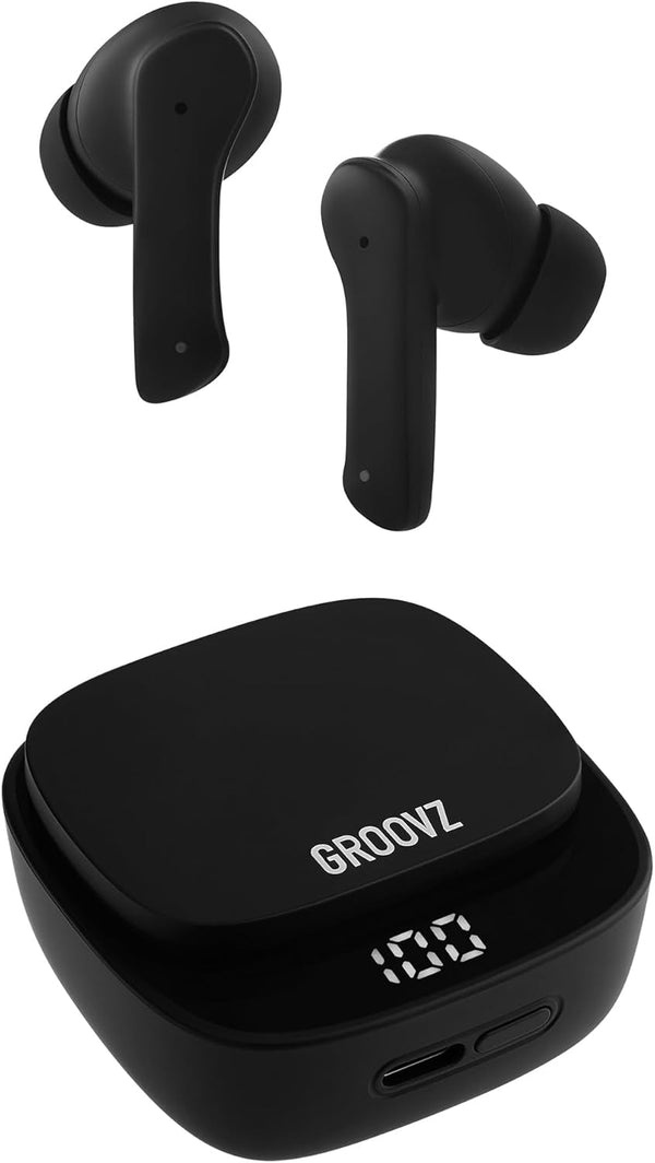 True Wireless Earbuds with Charging Case - Designed and Engineered in the USA - Ipx4 Water Resistant Bluetooth Earbuds Compatible with Apple and Android - 27Hrs Battery Life - Black