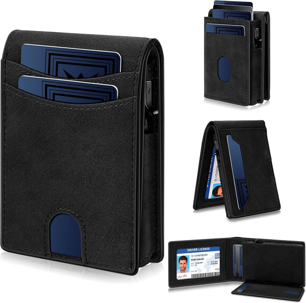 Wallet for Man Work, Pop-Up Magnetic Card Holder and RFID Blocking Functionality (Black)