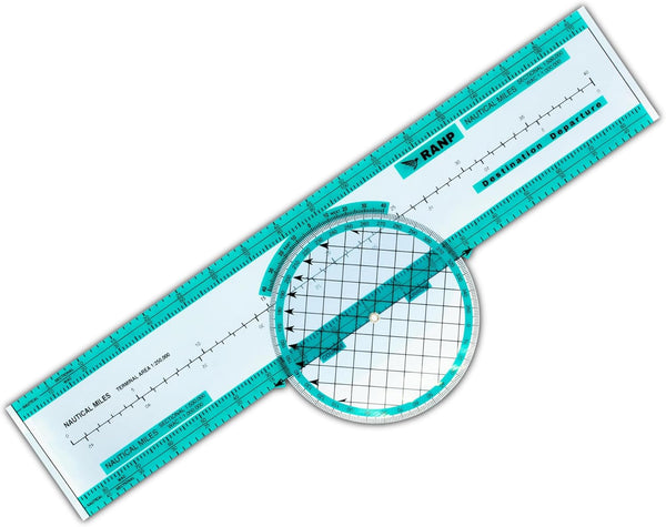 Aviation Plotter - Slide Rule Flight Computer - Pilot Student Accessories - Rotating Azimuth VFR IFR Navigation Ruler