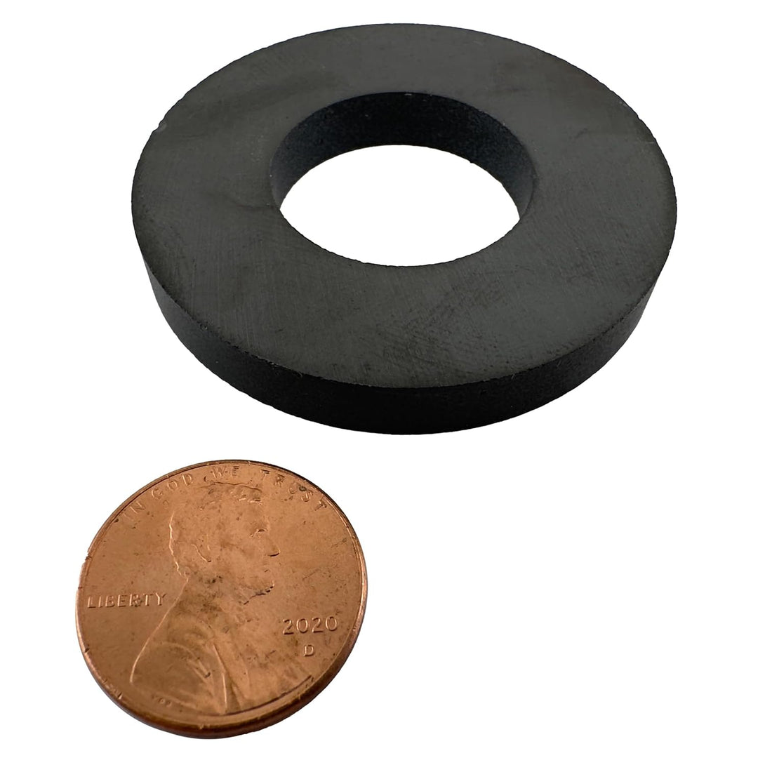 Ceramic Ring Magnets, 1.75" Outer Diameter, 0.865" Inner Diameter, 0.225" Thick (Pack of 2)