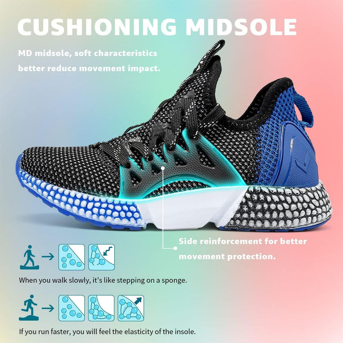 WETIKE Boy'S Shoes Mesh Slip on Lightweight Running Sneakers