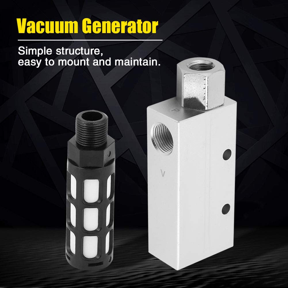 CV-20HS Rp1/4 Vacuum Generator with Silencer,Aluminum Alloy Vacuum Generator Valve,2.0Mm Vacuum Ejector,Wear Resistant