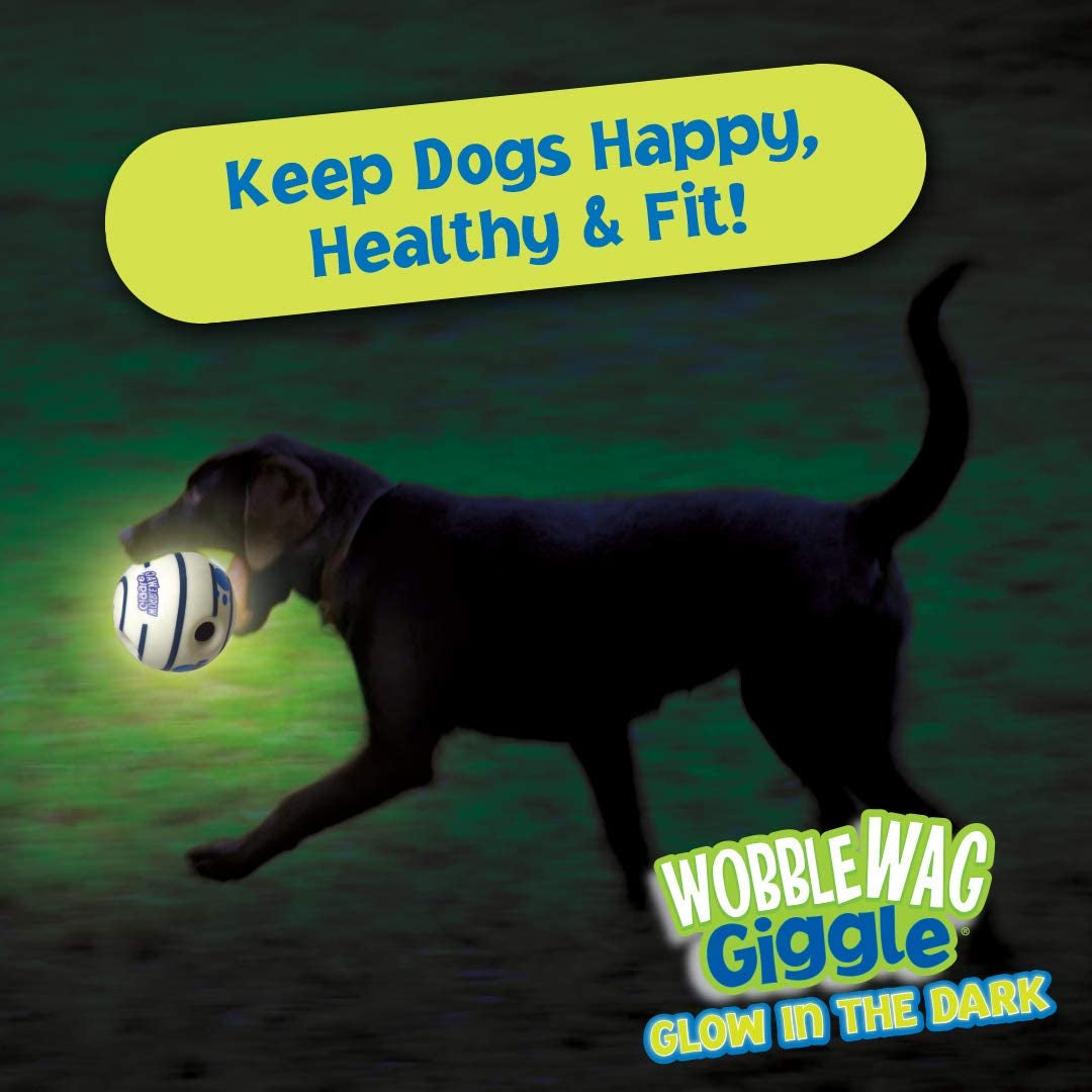 Wobble Wag Giggle Ball - Interactive Glow in the Dark Dog Toy, Giggle Sounds Keeps Dogs Busy and Entertained for Self Play, Pets Know Best